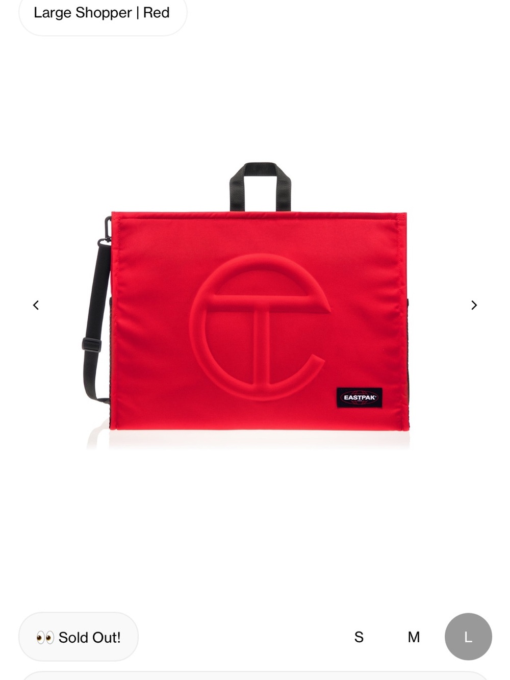 Eastpak X Telfar Red Large Shopper Tote with Embossed Logo